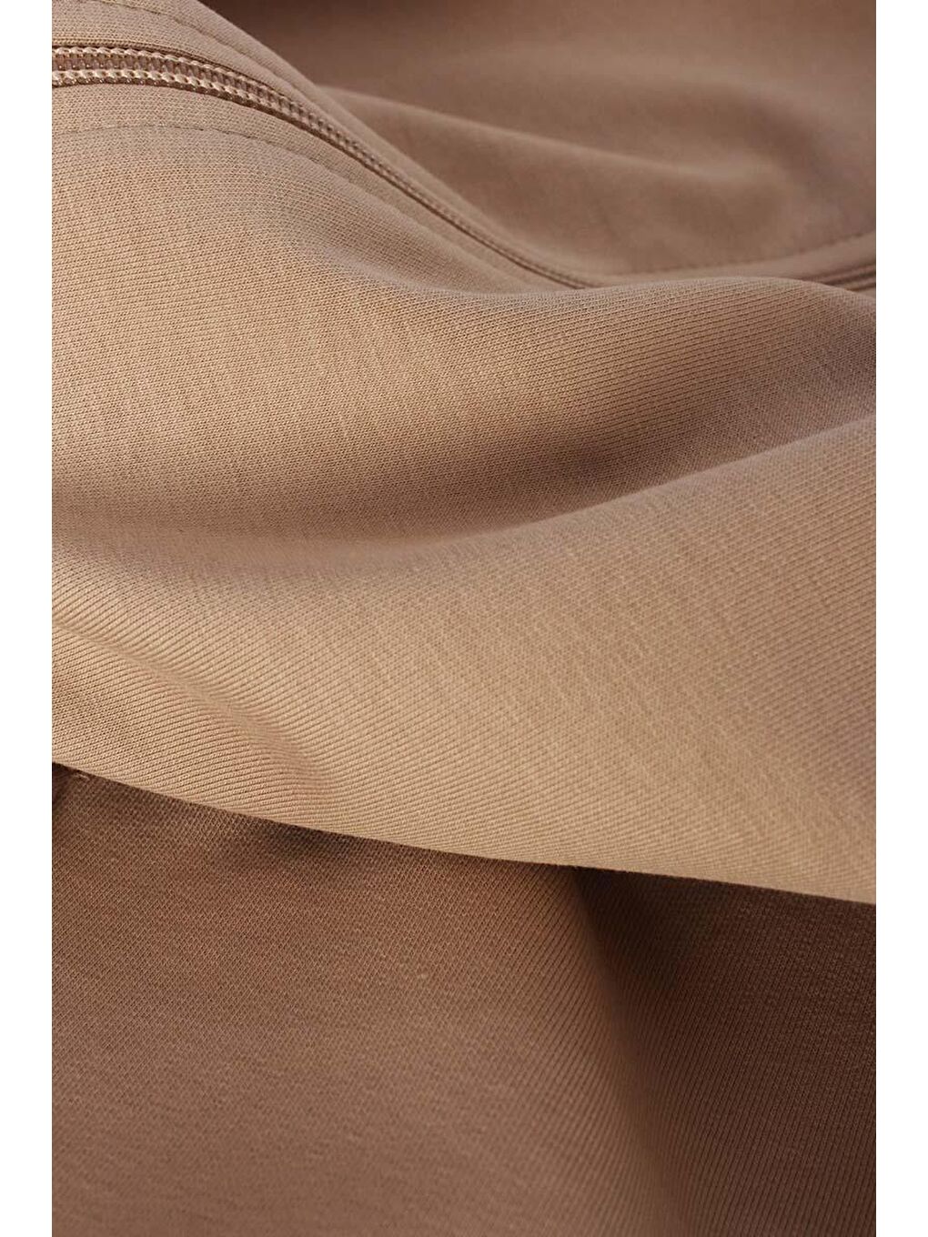 Bej Kapüşonlu Fermuarlı Sweat Hırka-7