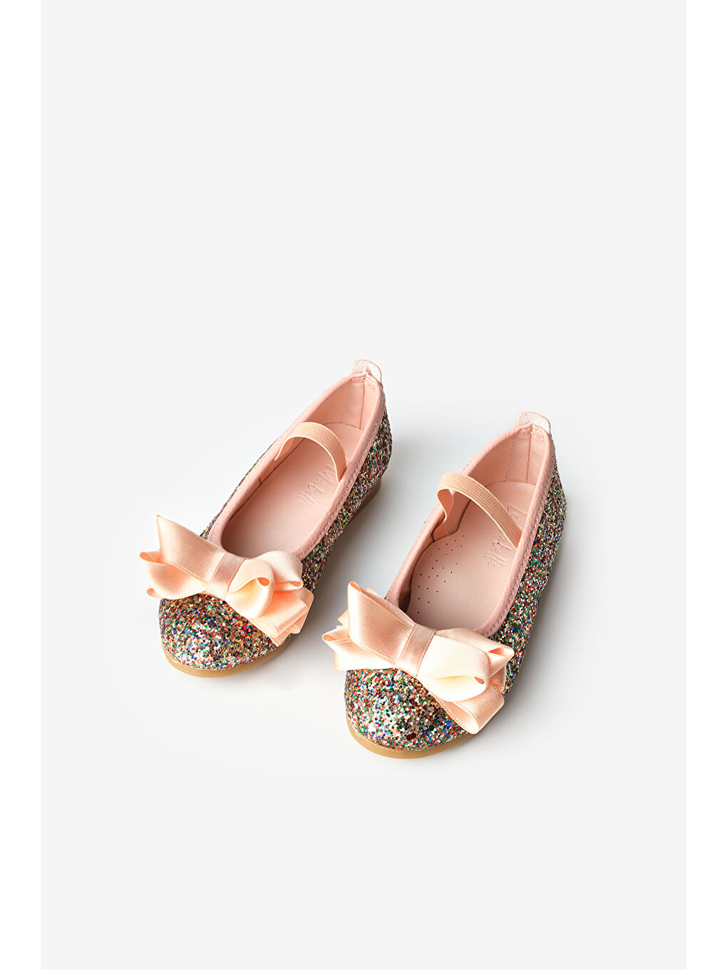 Turuncu Yavruağzı Fiyonklu Simli Kız Çocuk Ayakkabı-1
