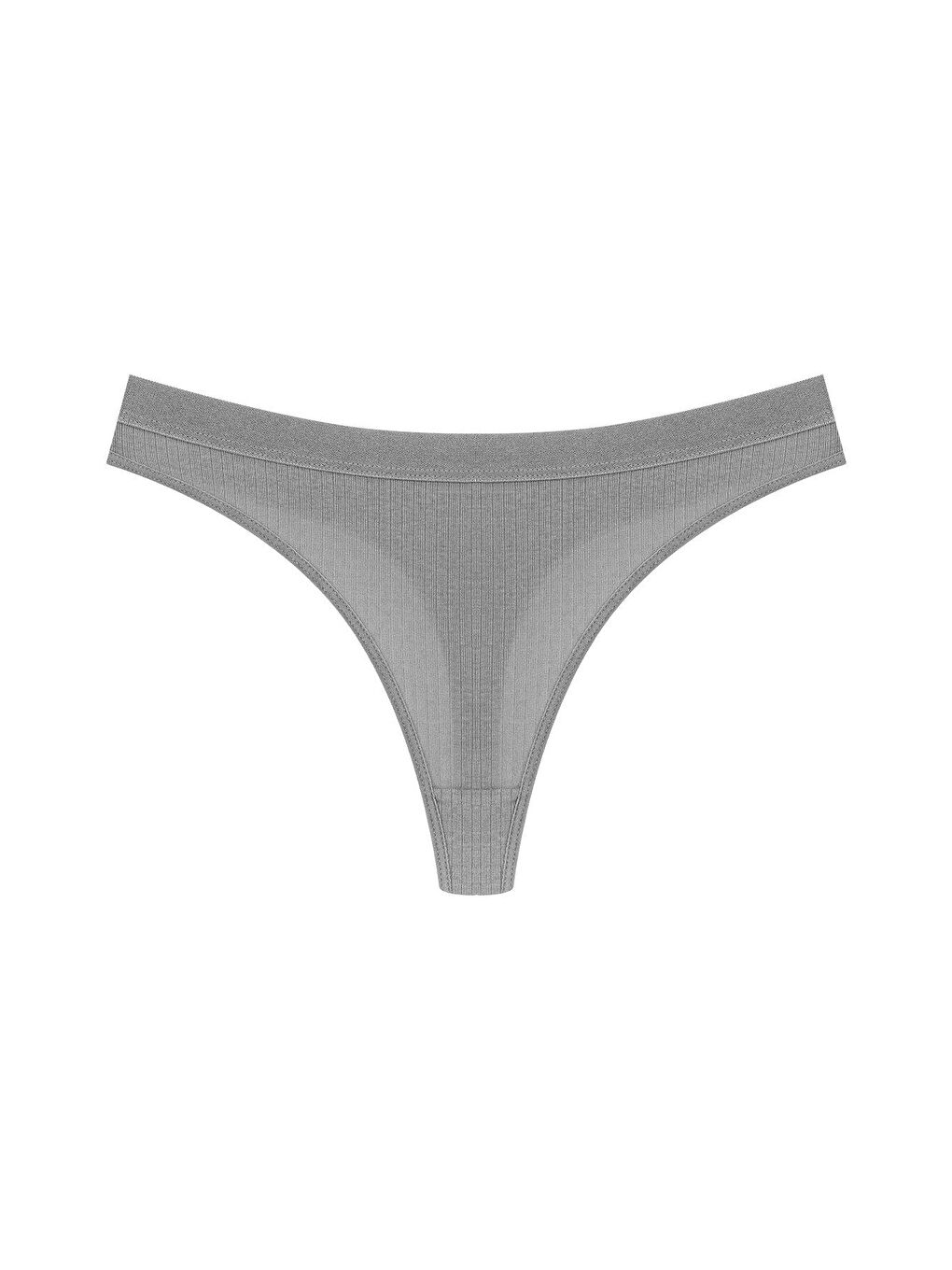 Gri Pamuklu Fitilli Dokulu Kadın Tanga Külot