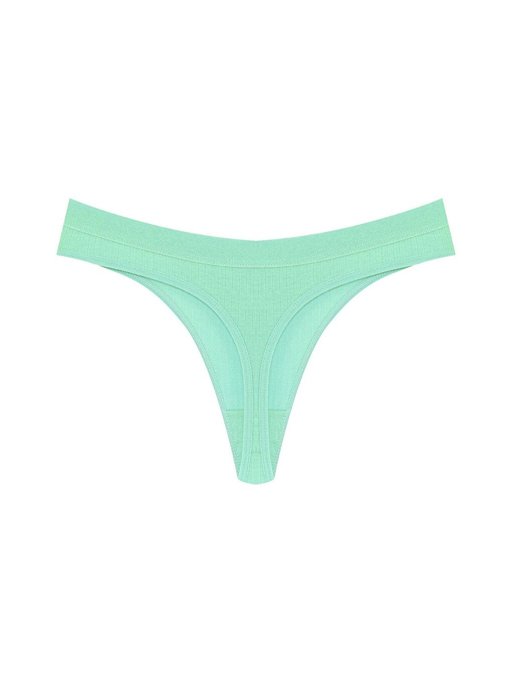 Yeşil Pamuklu Fitilli Dokulu Kadın Tanga Külot-1