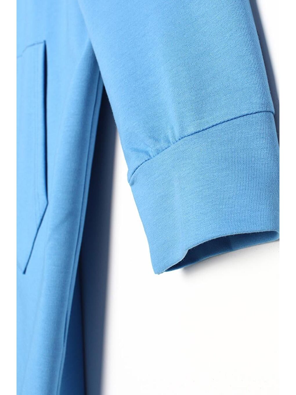 Mavi Saks Kapüşonlu Fermuarlı Sweat Hırka-4
