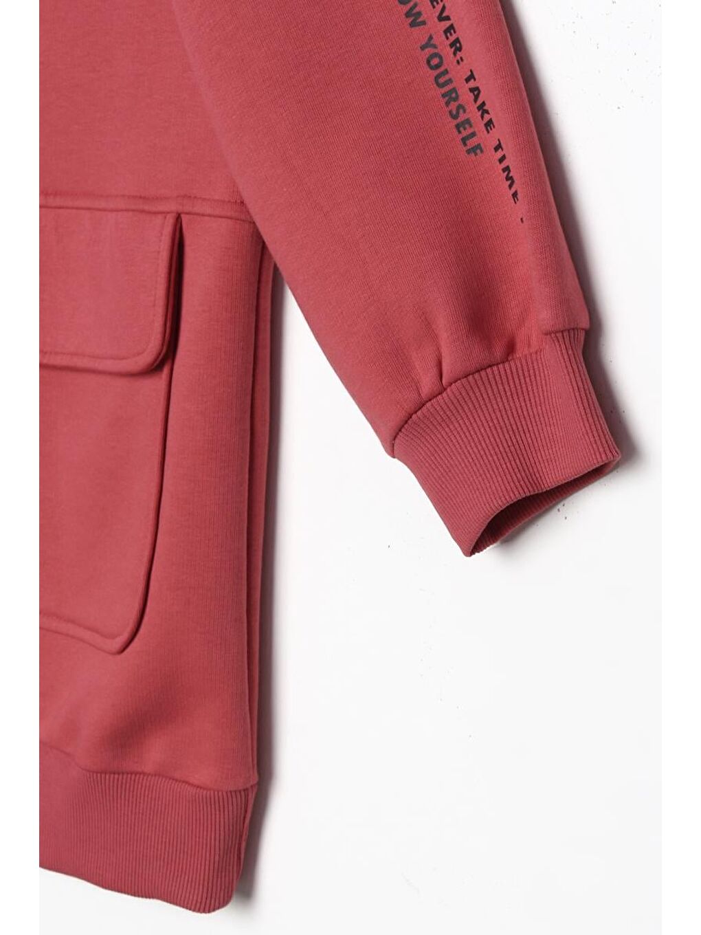 Pembe Gül Cepli Kapüşonlu Oversize Sweat Hırka-6