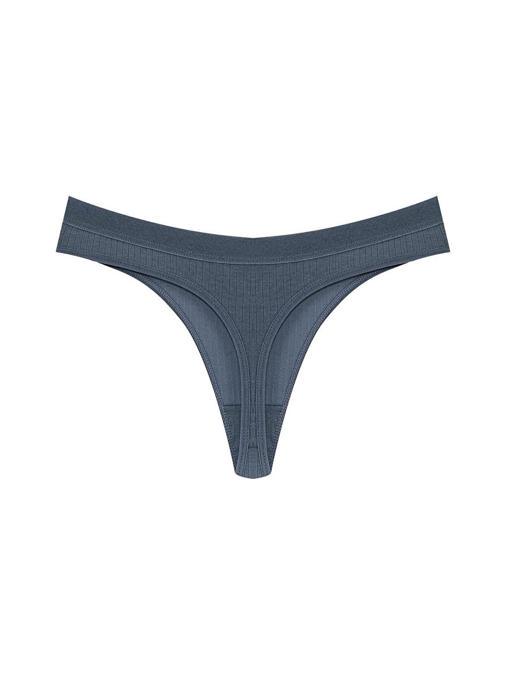 Mavi Pamuklu Fitilli Dokulu Kadın Tanga Külot-1