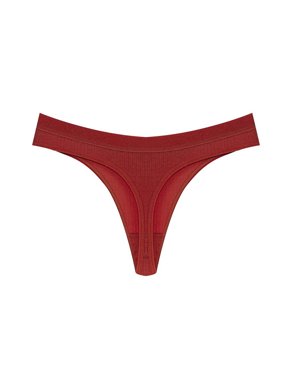 Bordo Pamuklu Fitilli Dokulu Kadın Tanga Külot-1