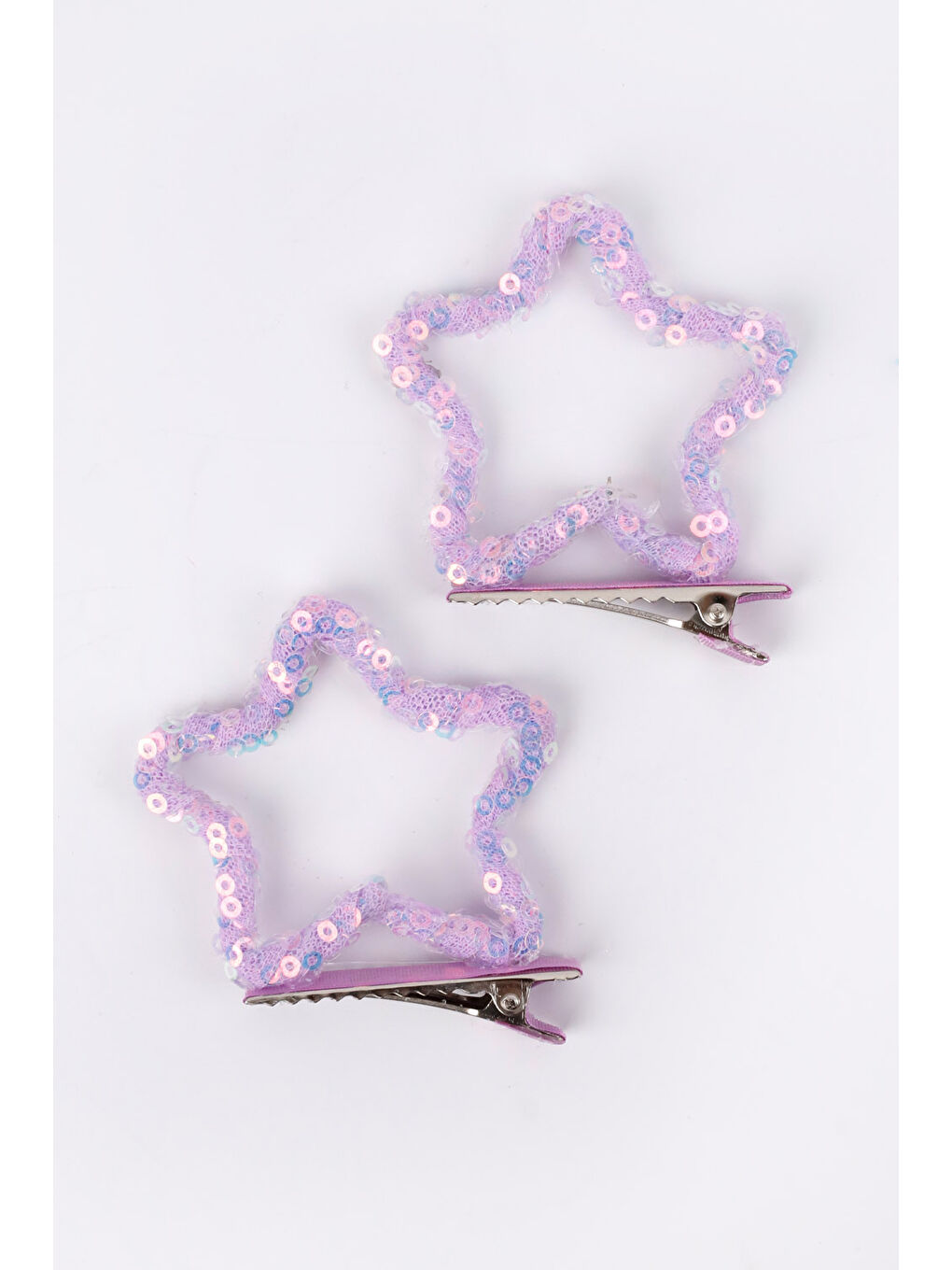 Lila Payetli Yıldız İkili Kız Çocuk Klips Toka