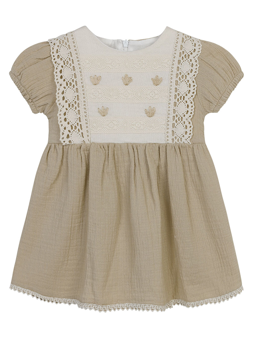 Kahverengi Kız Bebek Elbise 6-18 Ay Camel