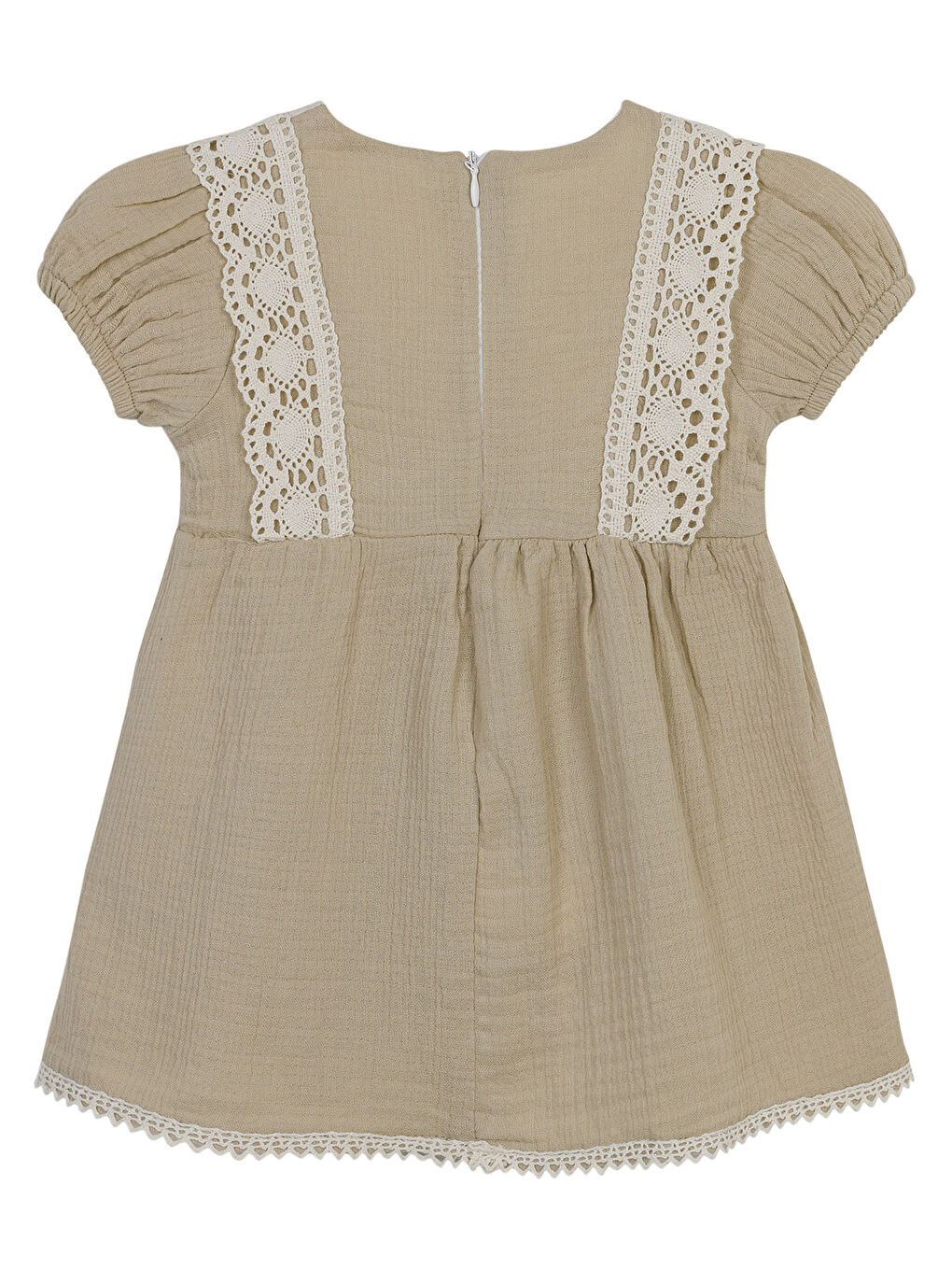 Kahverengi Kız Bebek Elbise 6-18 Ay Camel-1