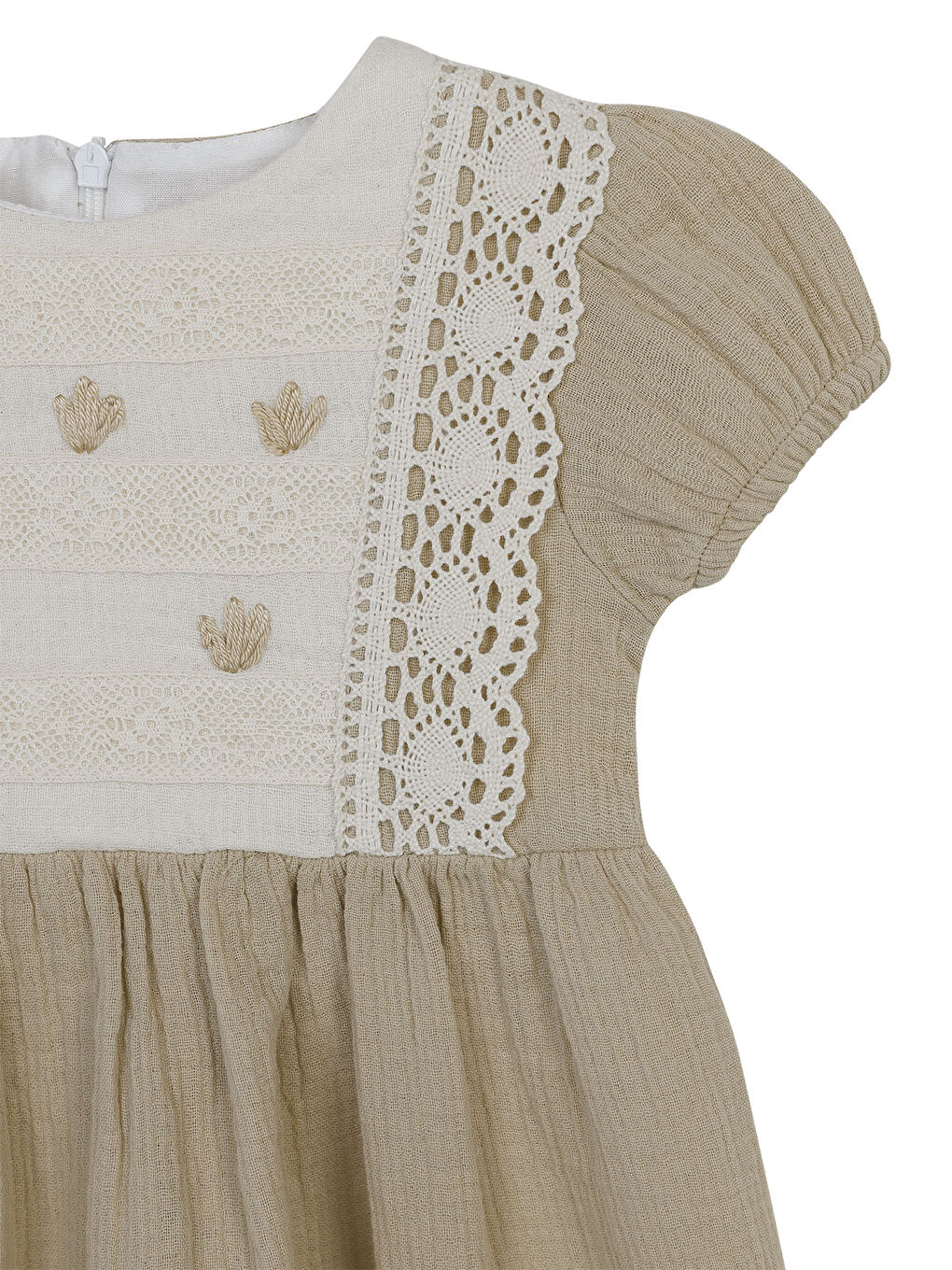 Kahverengi Kız Bebek Elbise 6-18 Ay Camel-2