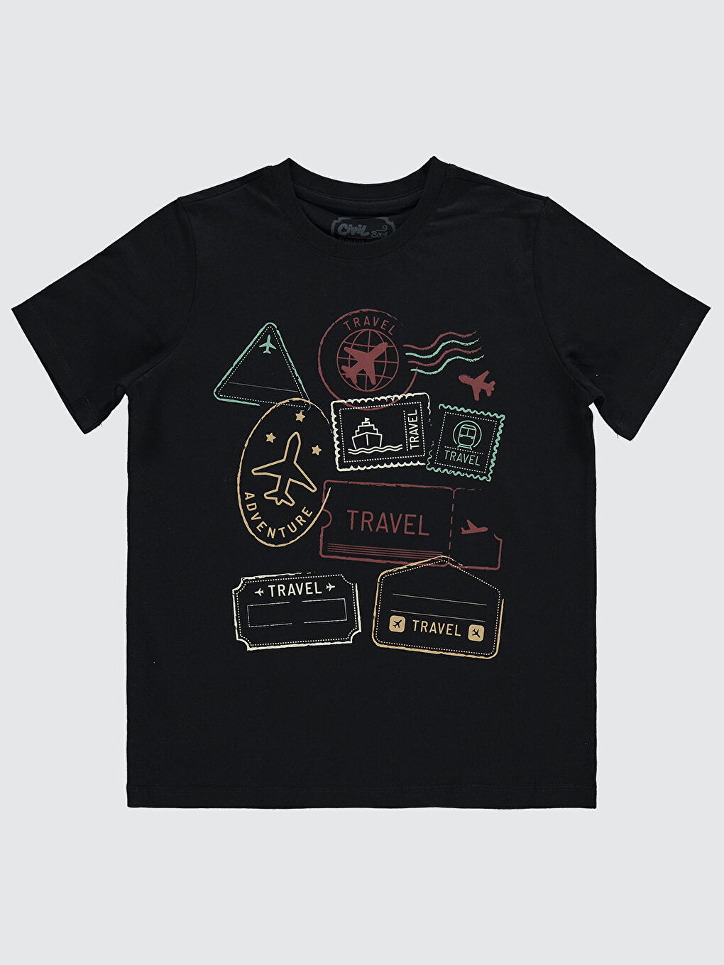 Boys Erkek Çocuk Tişört 10-13 Yaş Siyah