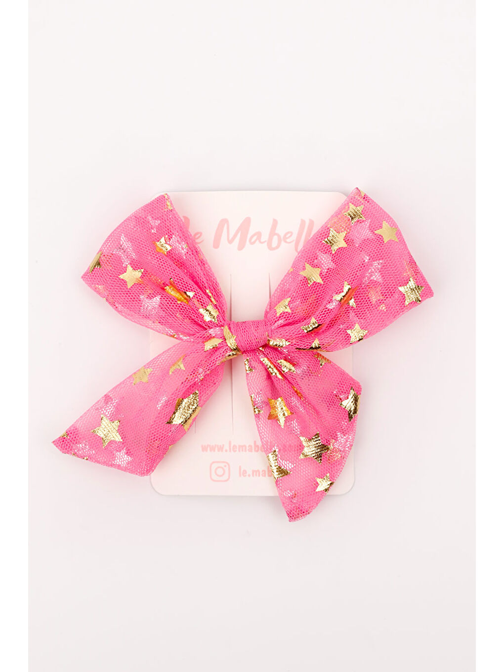 Pembe Yıldız Baskılı Tül Kız Çocuk Klips Toka-1