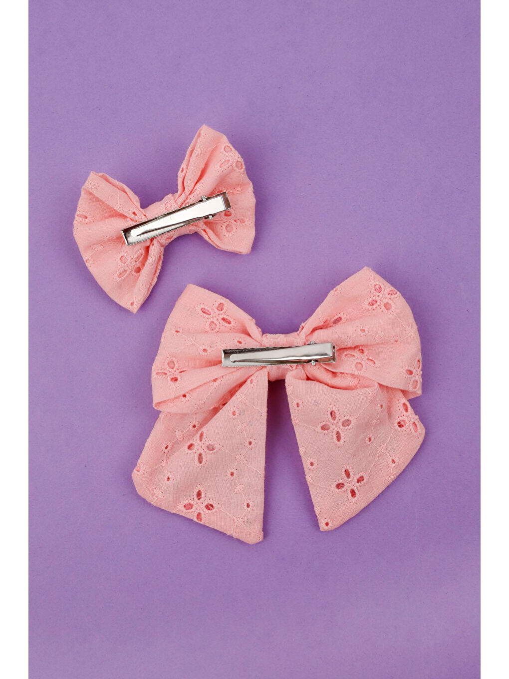 Pembe Somon Fisto Fiyonk Anne Kız Toka Set-2