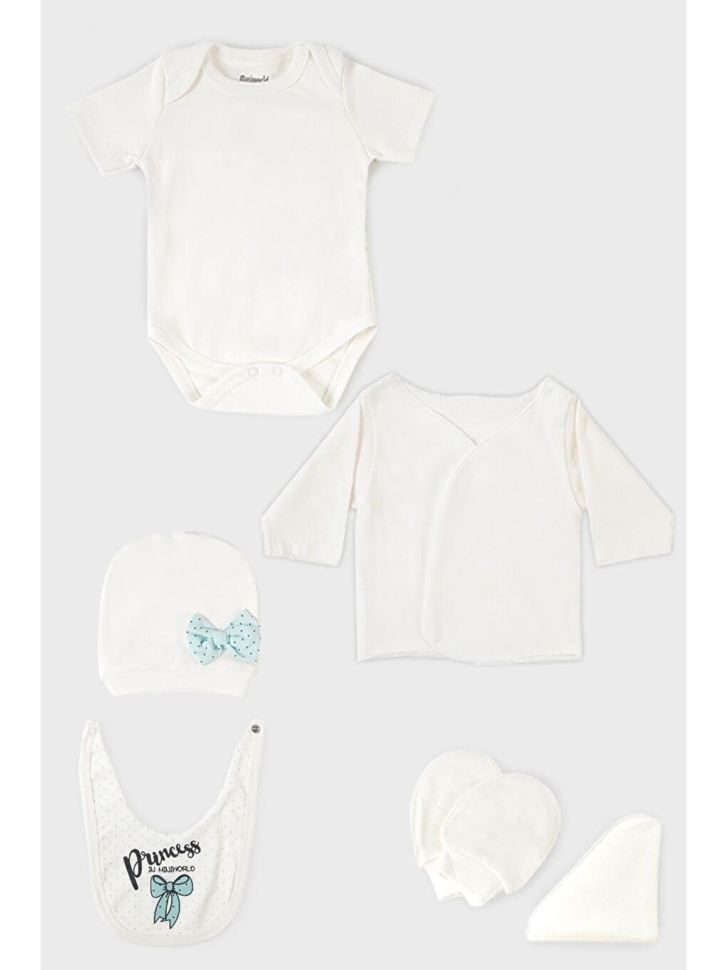 Turkuaz % 100 Pamuk Yumuşak Dokulu Yenidoğan 10 Lu Hastane Çıkışı 57414461-3