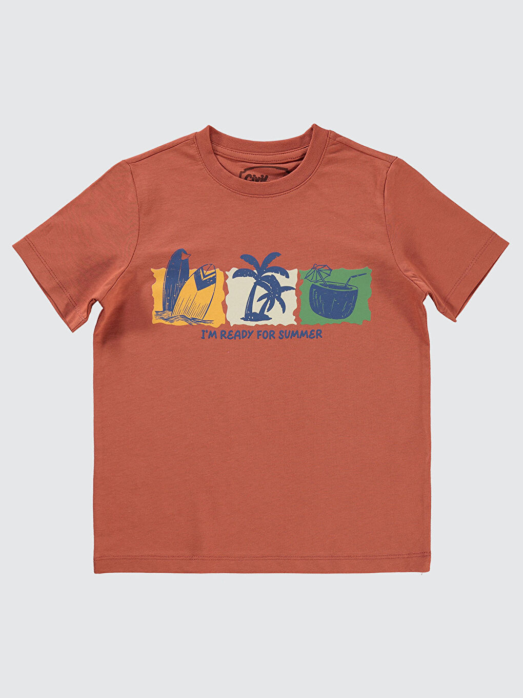 Turuncu Boys Erkek Çocuk Tişört 6-9 Yaş Koyu Bakır