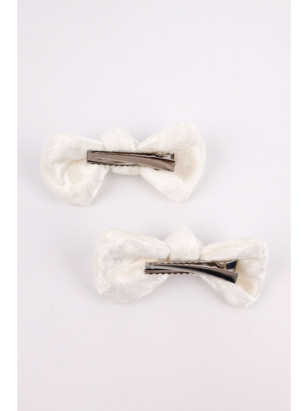 Beyaz 2'li Kadife Kız Çocuk Klips Toka-2