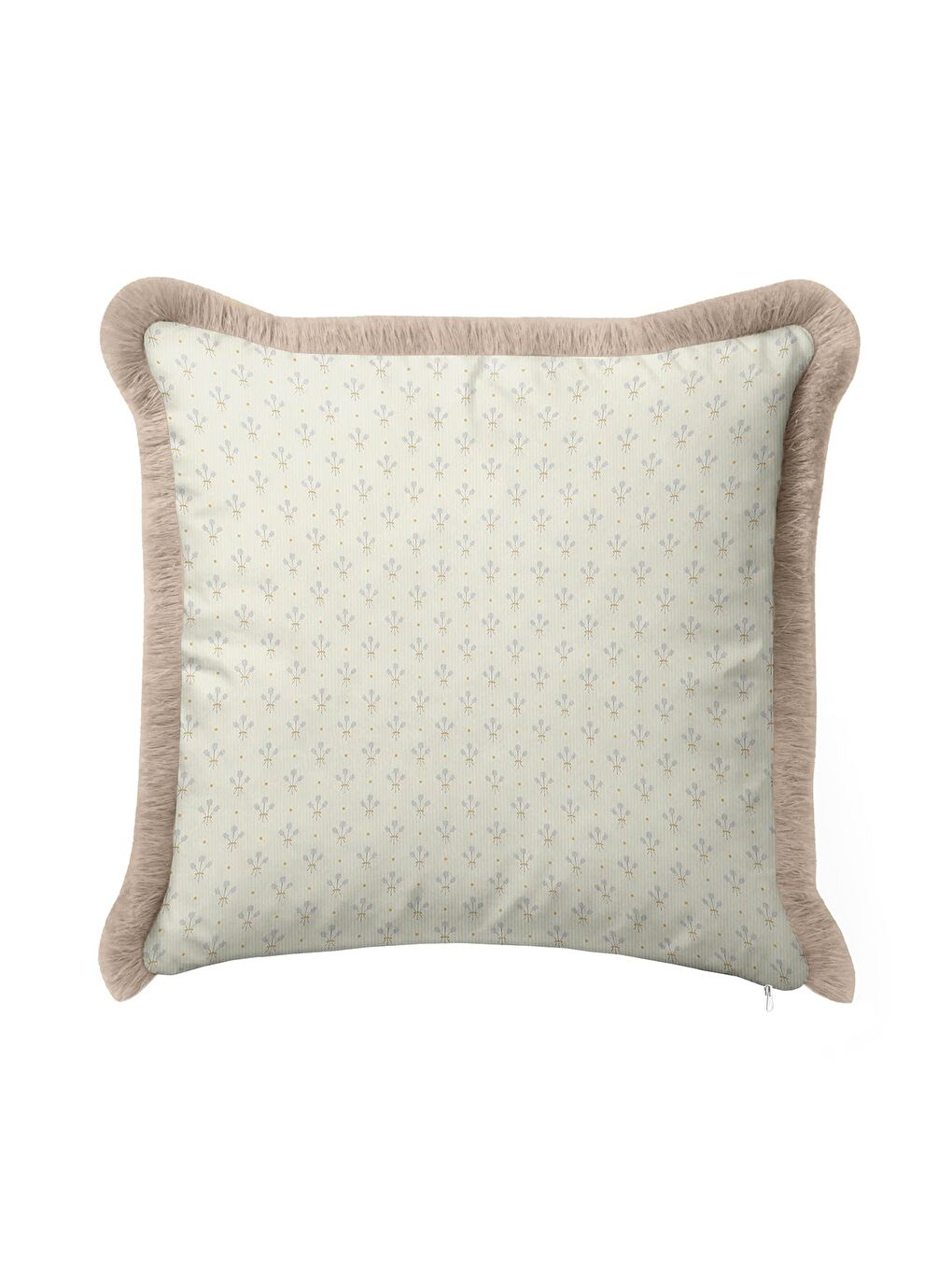 Karışık Zarif Lale Motifli Saçaklı Yastık Kılıfı - Pastel Krem Bohem Yumuşak Bej Püsküllü Kırlent Kılıfı-4