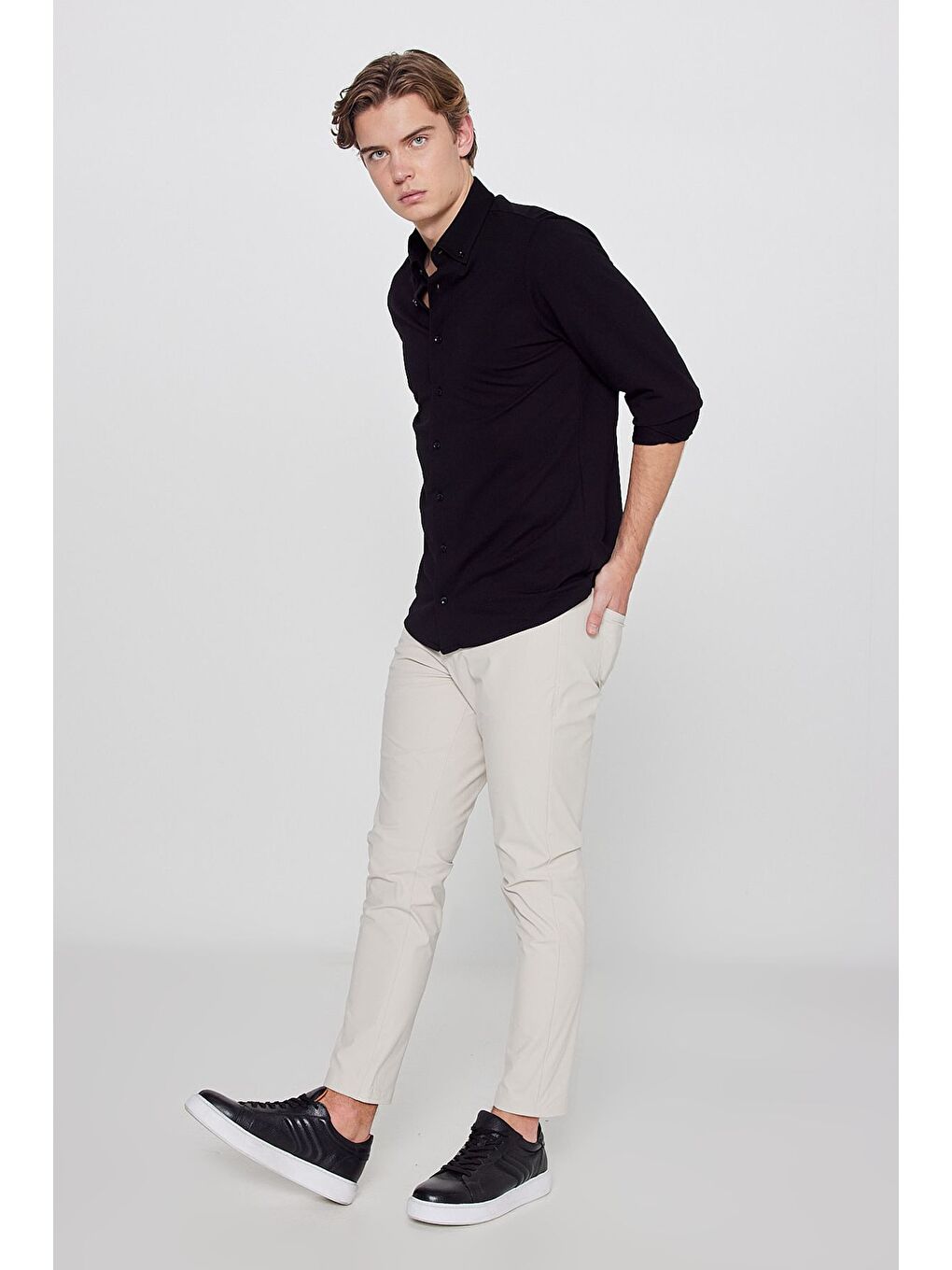 Regular Fit Normal Kesim Normal Bel Dar Paça 5 Cep Casual Bej Pantolon-1
