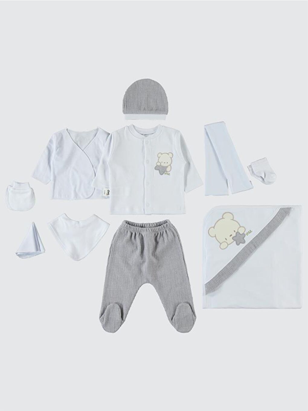 Baby Unisex Bebek 10'lu Zıbın Seti - Bej 0-1 Ay-2