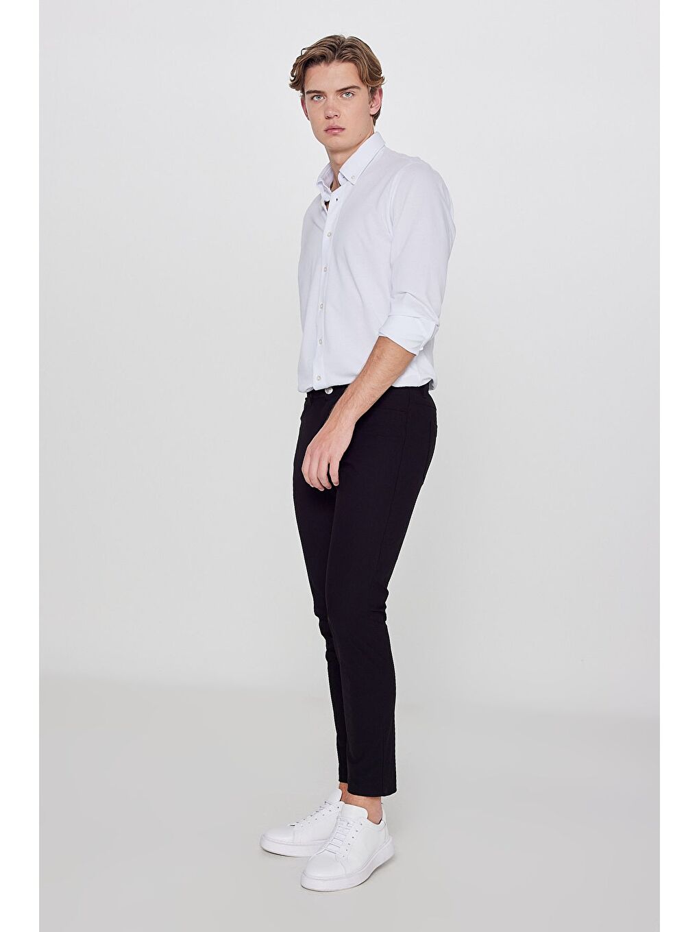 Regular Fit Normal Kesim Dar Paça 5 Cep Siyah Casual Pantolon-1