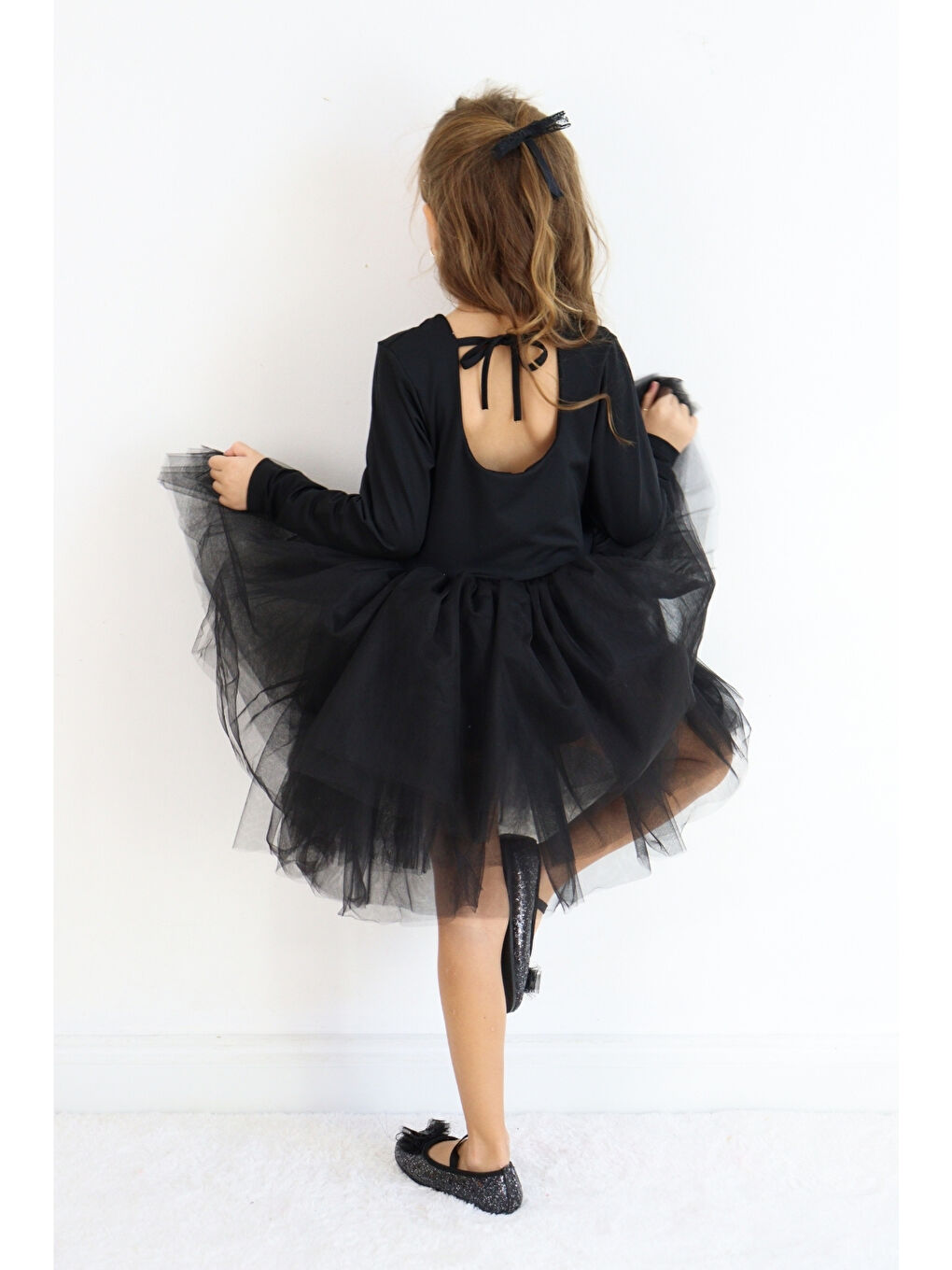 Siyah Tütü Etekli Kız Çocuk Balerin Elbise - Miranda-1