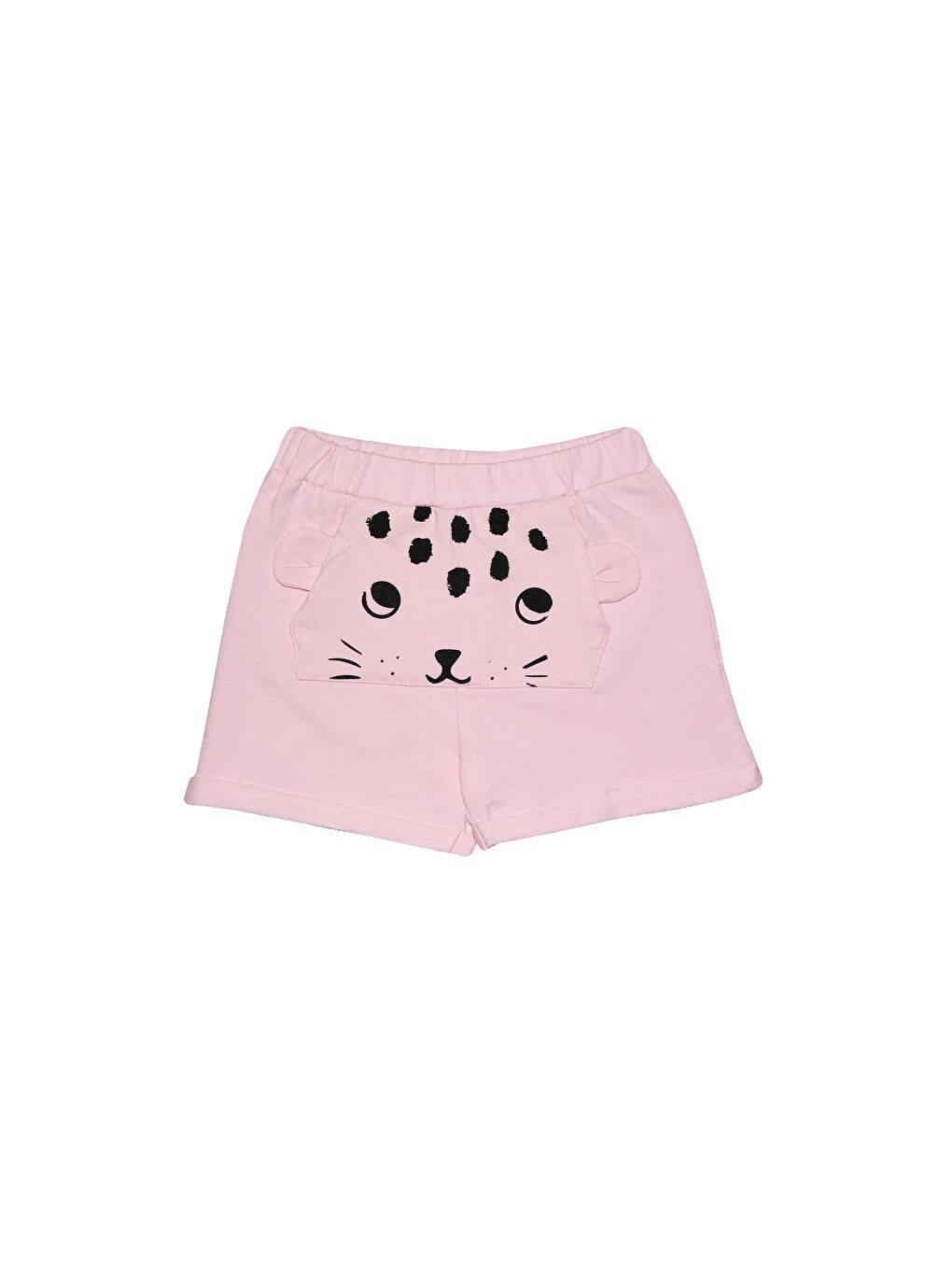 Pembe Uçuk pembe Kız Çocuk Kanguru Cepli Şort