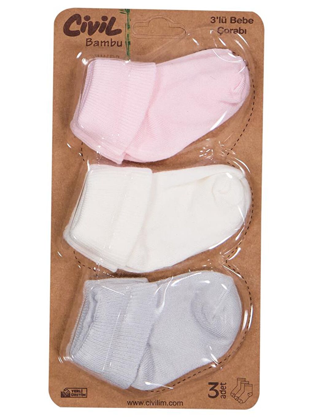Beyaz Baby Bambu Basic Asetat 0-24 Ay Çorap Setleri - Standart Standart-2