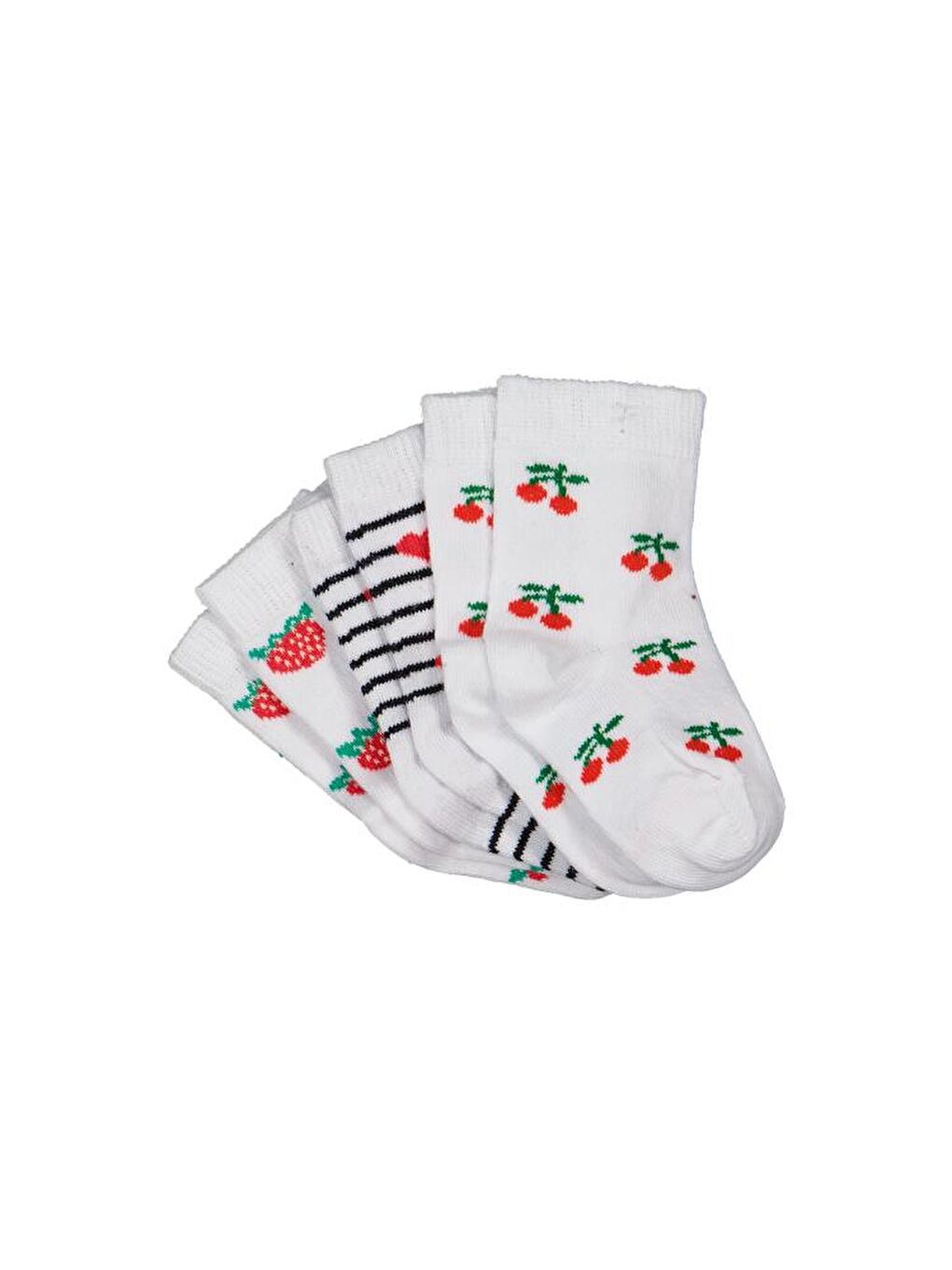Beyaz Baby Fruit 3'lü 6- Bebek Kız Çorap Set-4