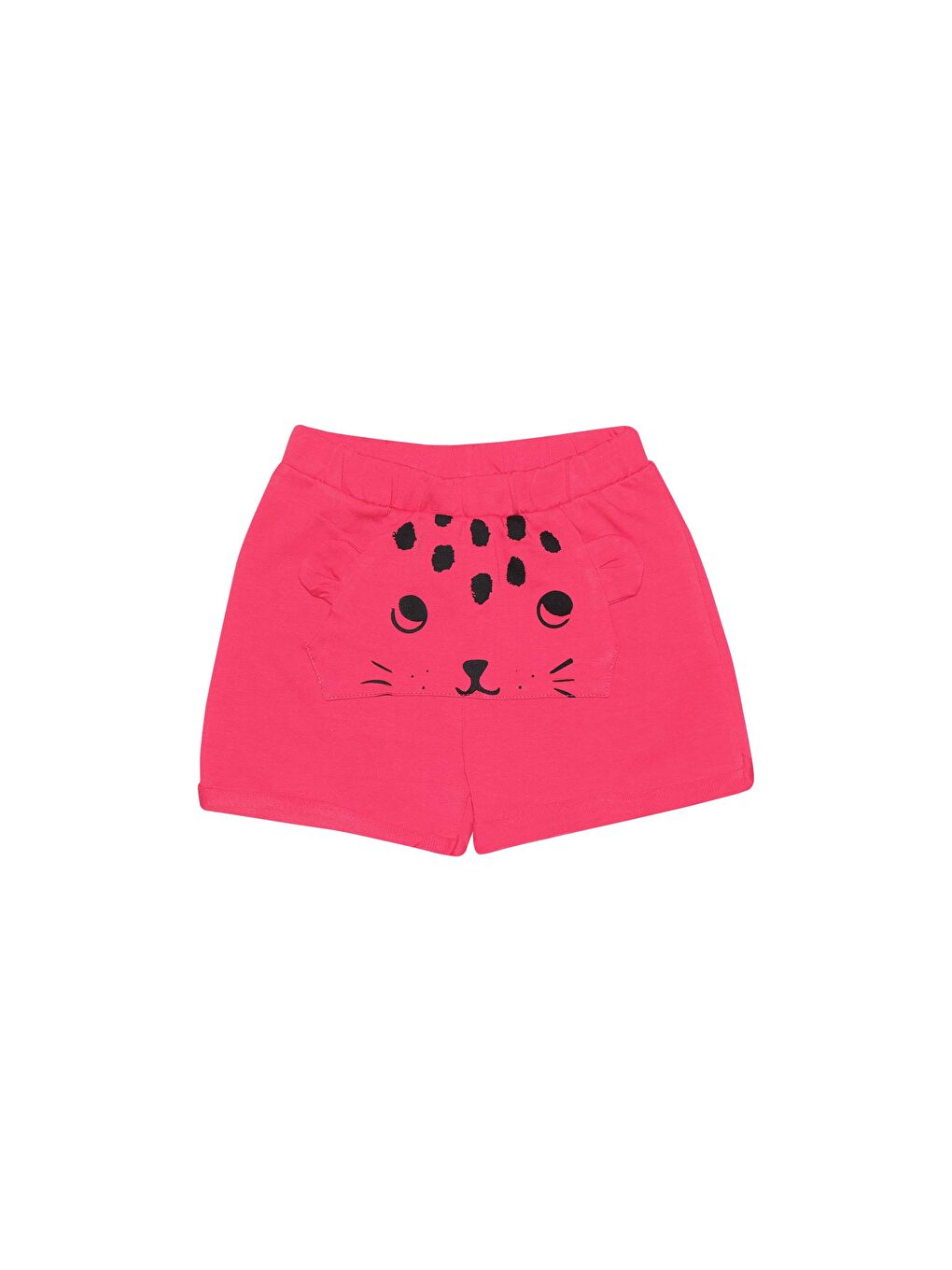 Kırmızı Nar Çiçeği Kız Çocuk Kanguru Cepli Şort