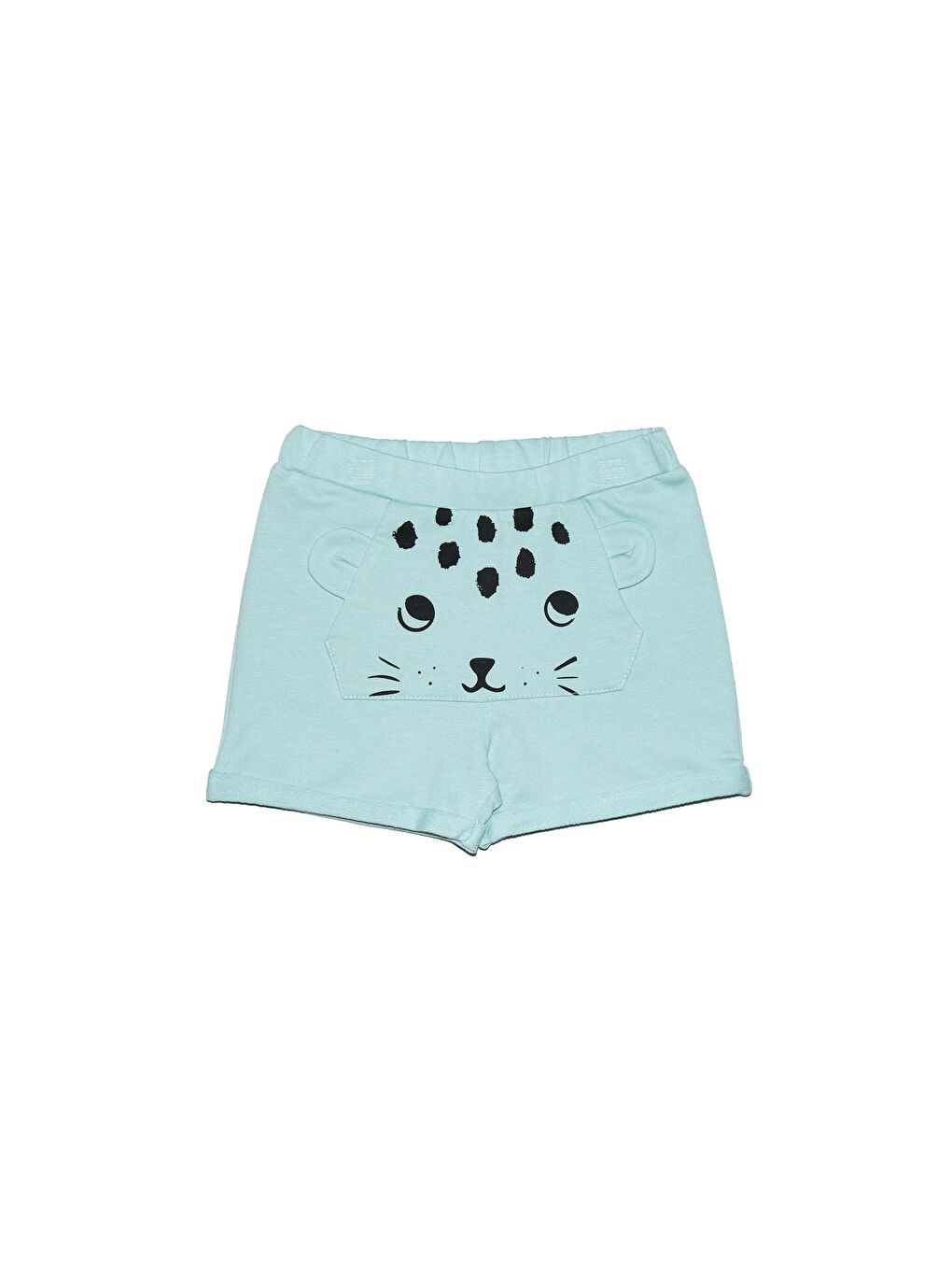 Turkuaz Mint Kız Çocuk Kanguru Cepli Şort