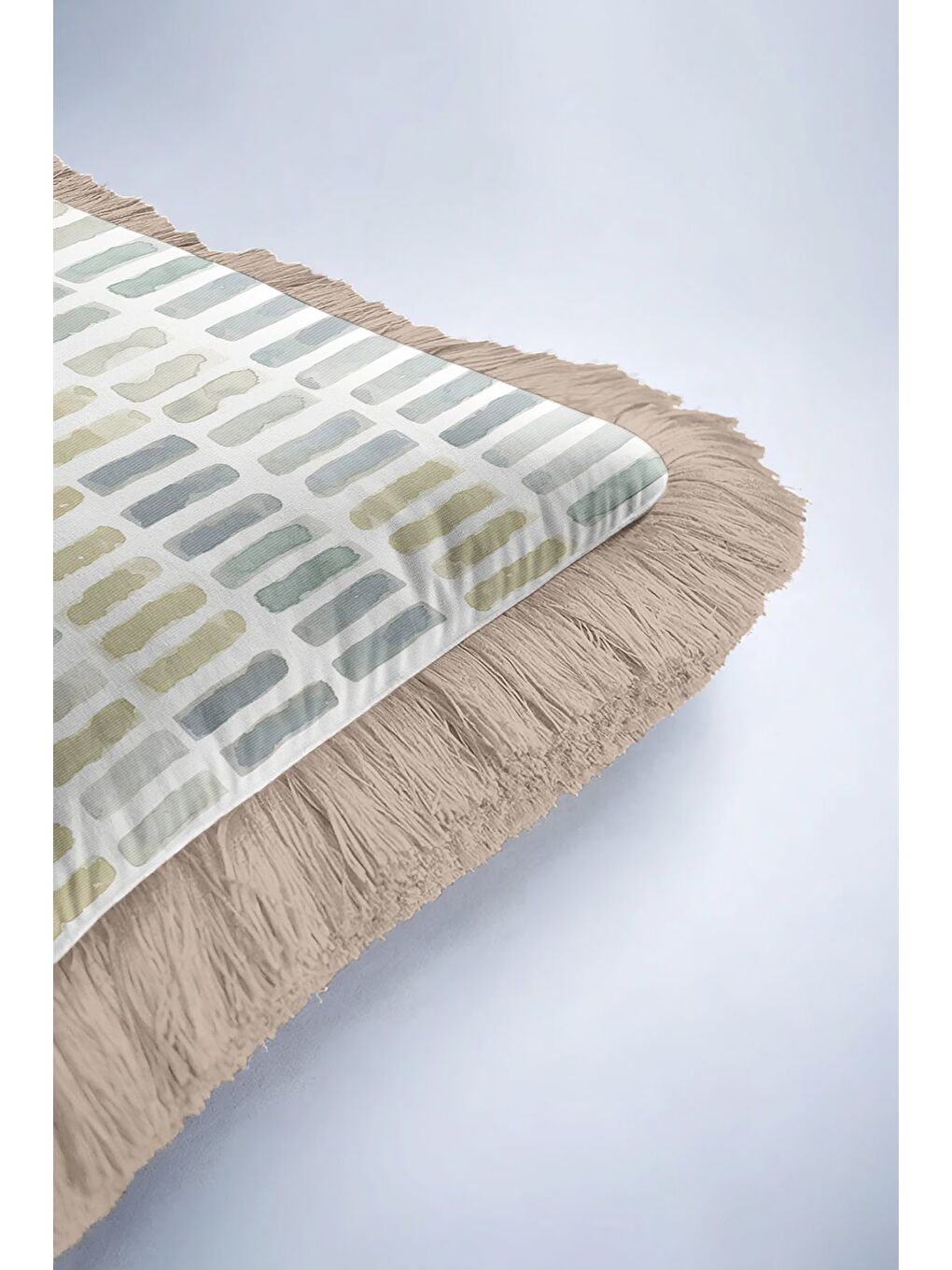 Karışık Modern Lüks Saçaklı Yastık Kılıfı - Minimalist Naturel Country Bej Püsküllü Kırlent Kılıfı-6