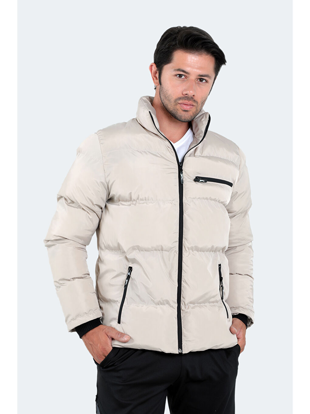 Bej NALDO Erkek Mont Taş Gri-1