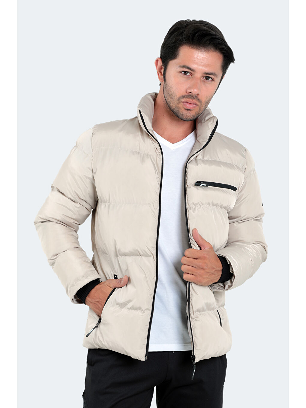 Bej NALDO Erkek Mont Taş Gri-5