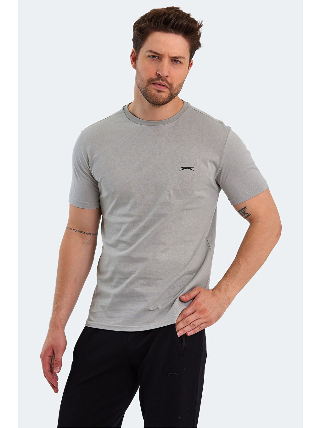 PANCO Erkek Kısa Kol %100 Pamuk Tişört Gri-2