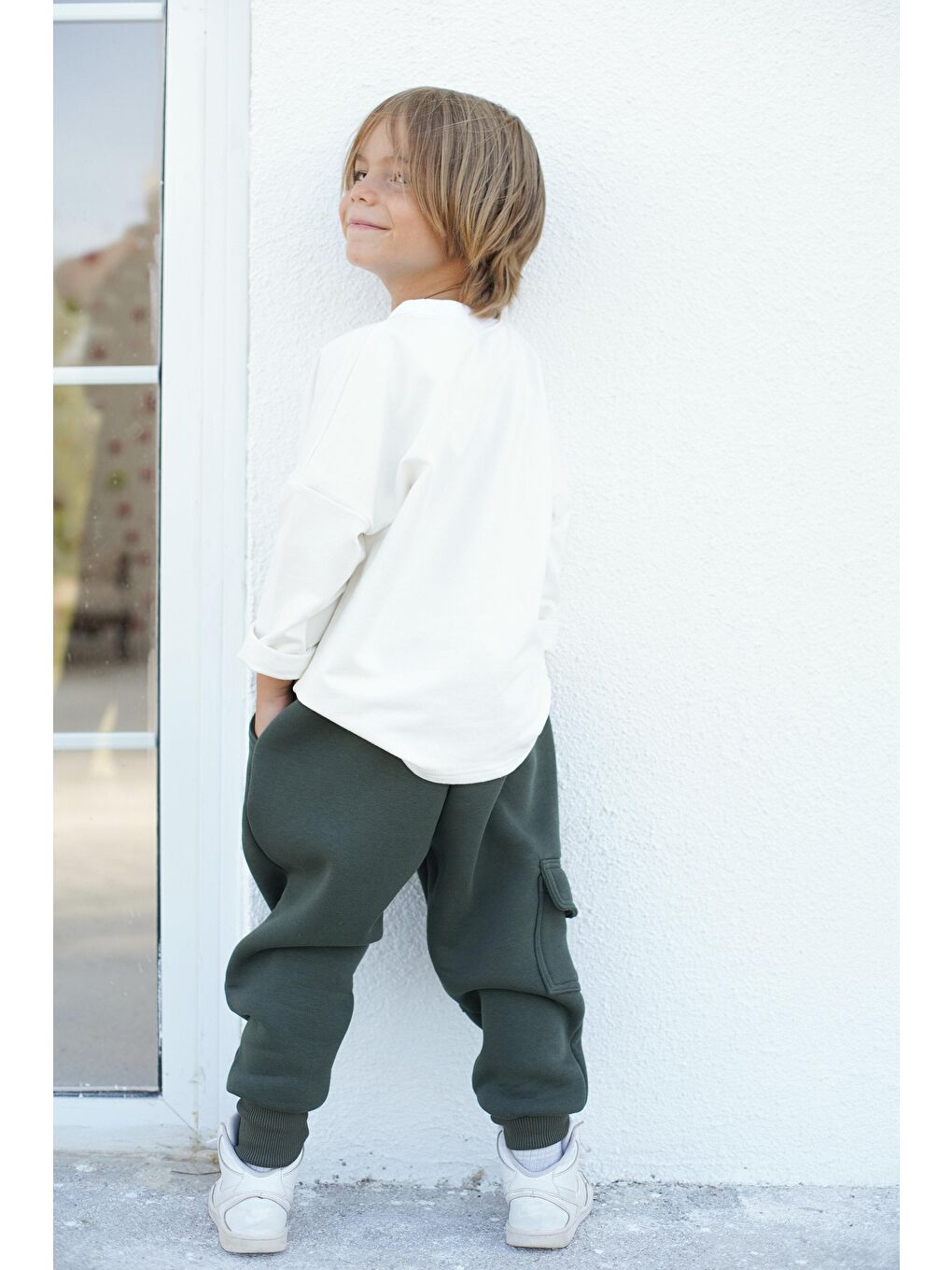 Yeşil 3'lü Paket Erkek Çocuk Eşofman Altı 3 iplik Şardonlu (Haki, Gri, Siyah )-2