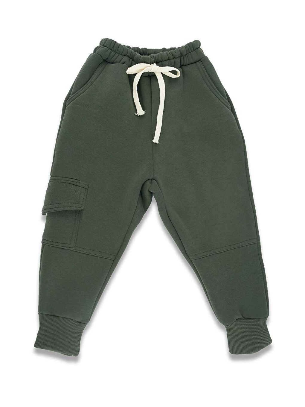 Yeşil 3'lü Paket Erkek Çocuk Eşofman Altı 3 iplik Şardonlu (Haki, Gri, Siyah )-3