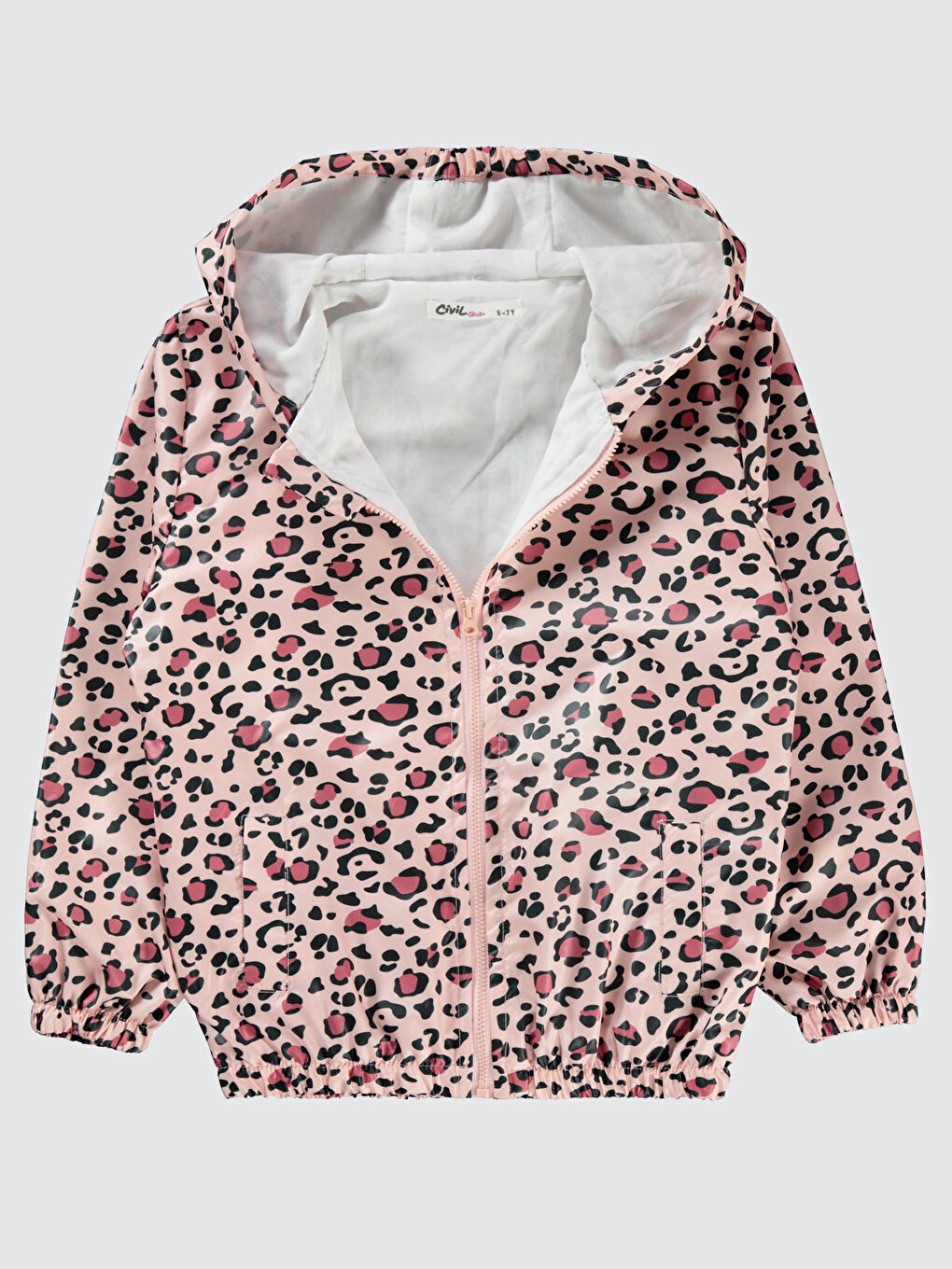 Girls Kız Çocuk Kapüşonlu Yağmurluk 10 13 Yaş Pembe Kil-1