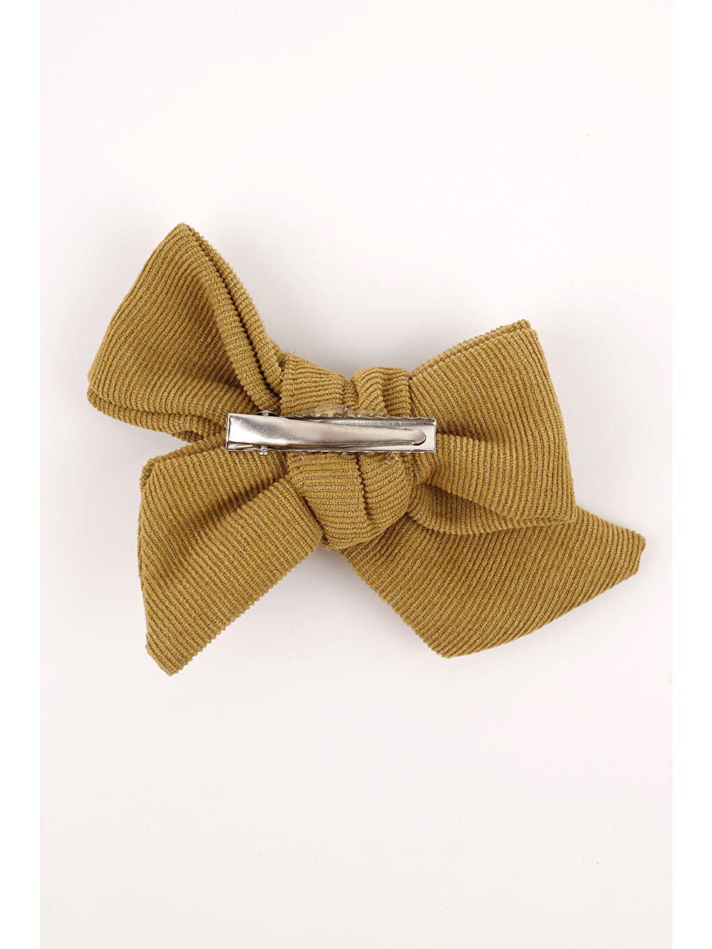 Sarı Hardal Düğüm Fiyonk Kadife Kız Çocuk Klips Toka-2