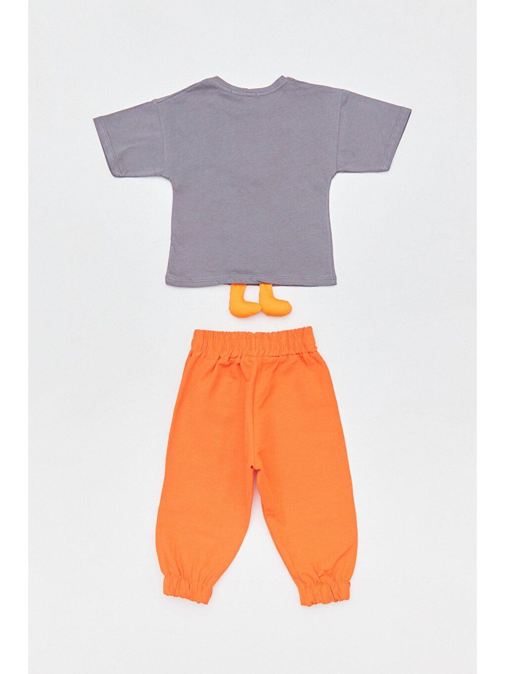 Gri Ördek Baskılı Bisiklet Yaka Kız Çocuk Takım-1