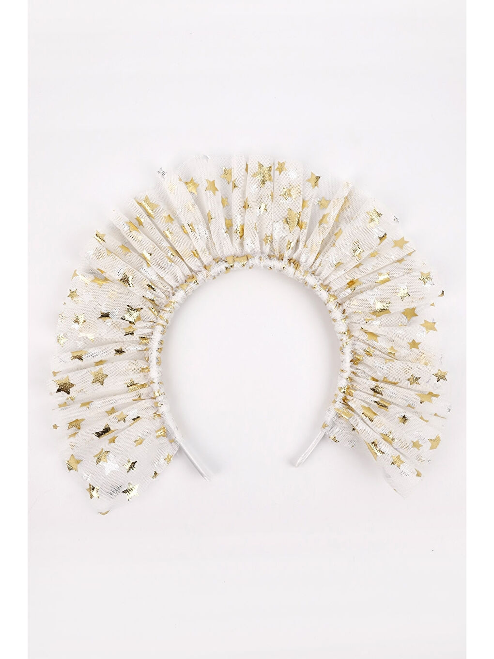 Beyaz Üzeri Yıldızlı Kız Çocuk Tül Taç