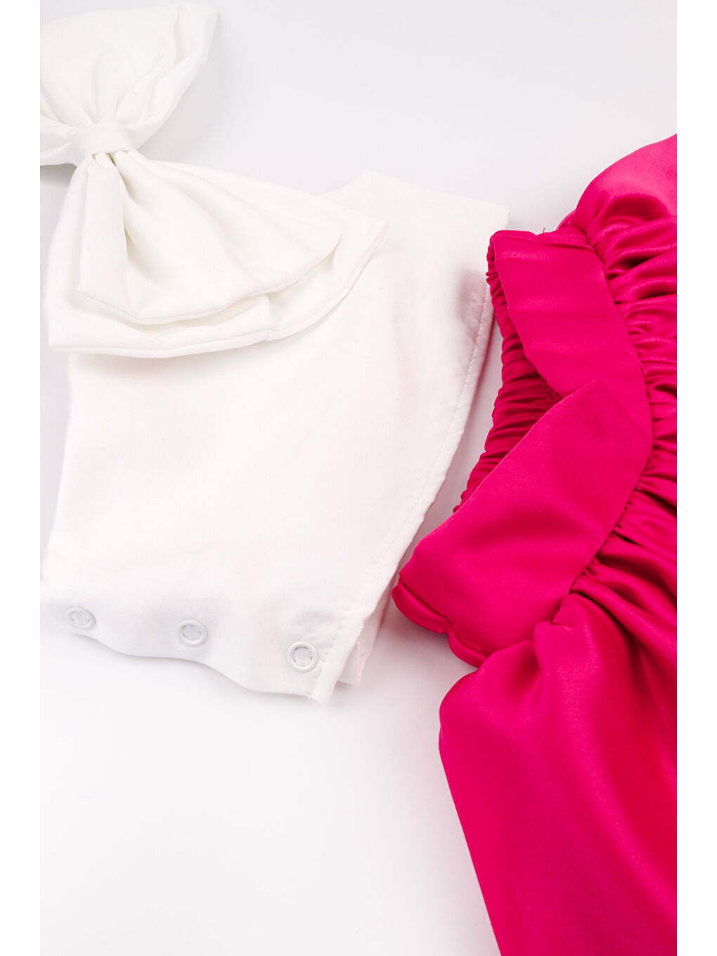 Fuşya Tek Omuzlu Fiyonk Detaylı Etek Crop Kız Çocuk İkili Takım - Luisa-4