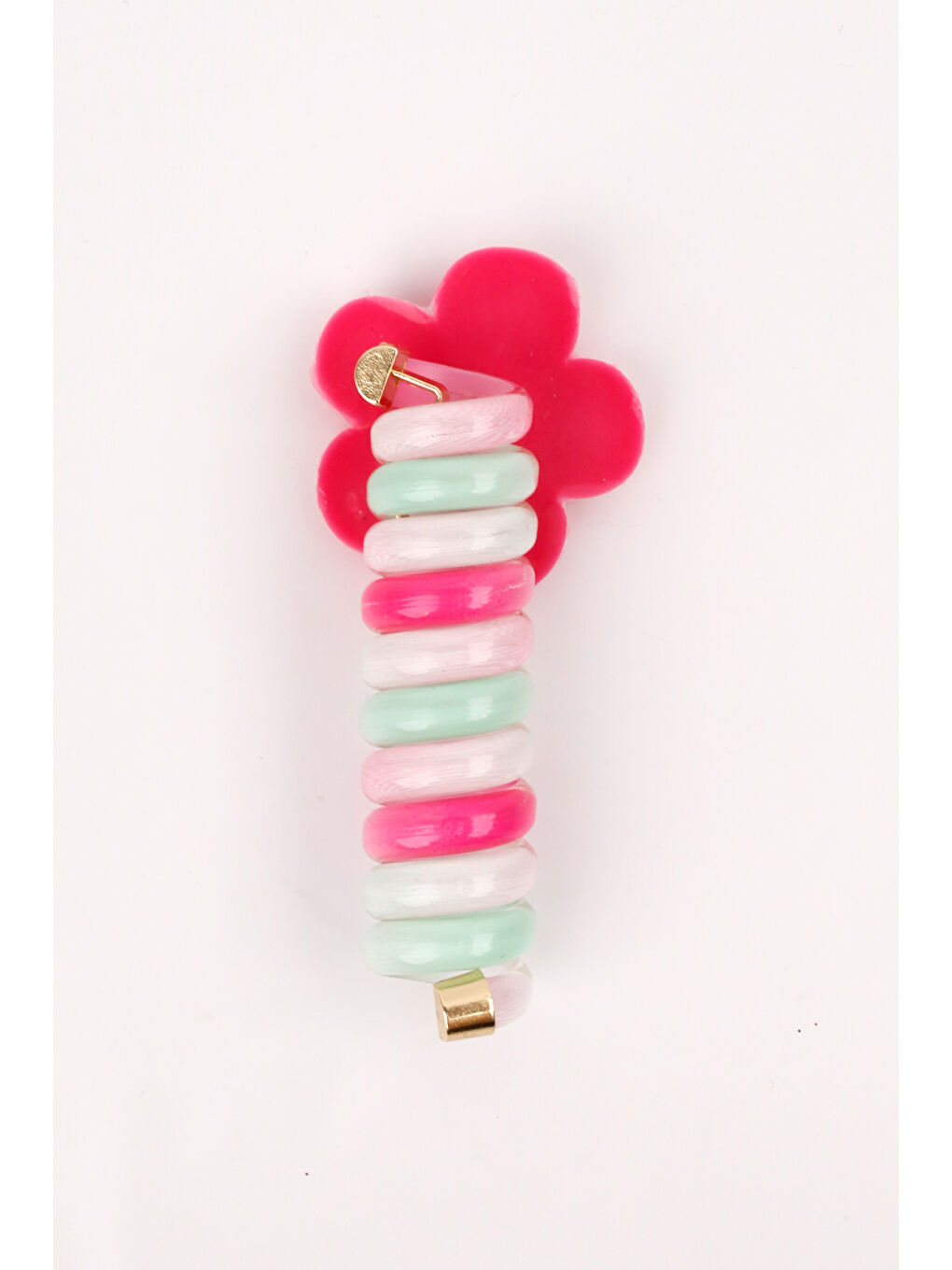 Karışık Çok Renkli Çiçek Figürlü Kız Çocuk Makarna Toka-1