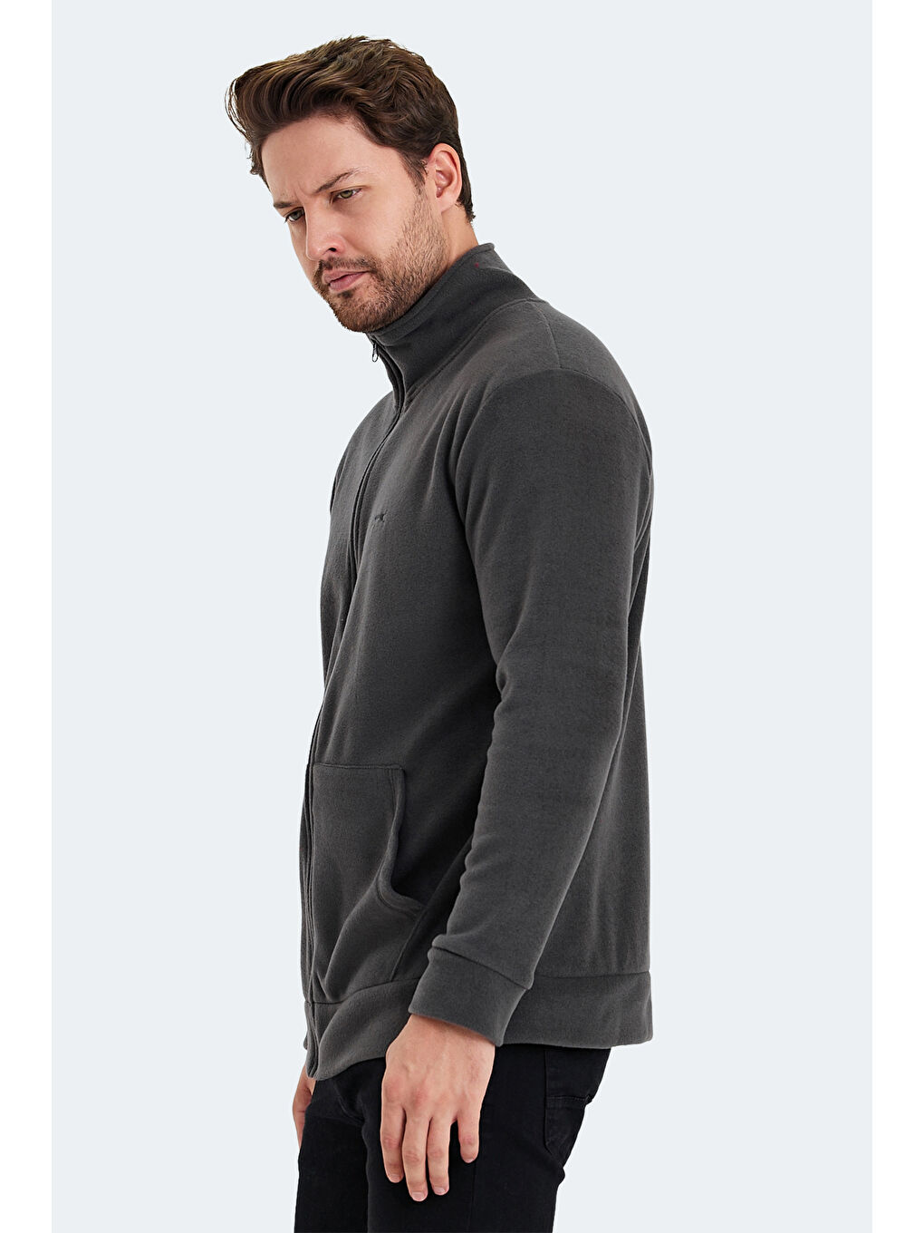 SLAZENGER SANSA Erkek Fermuarlı Sweatshirt Koyu Gri - 2