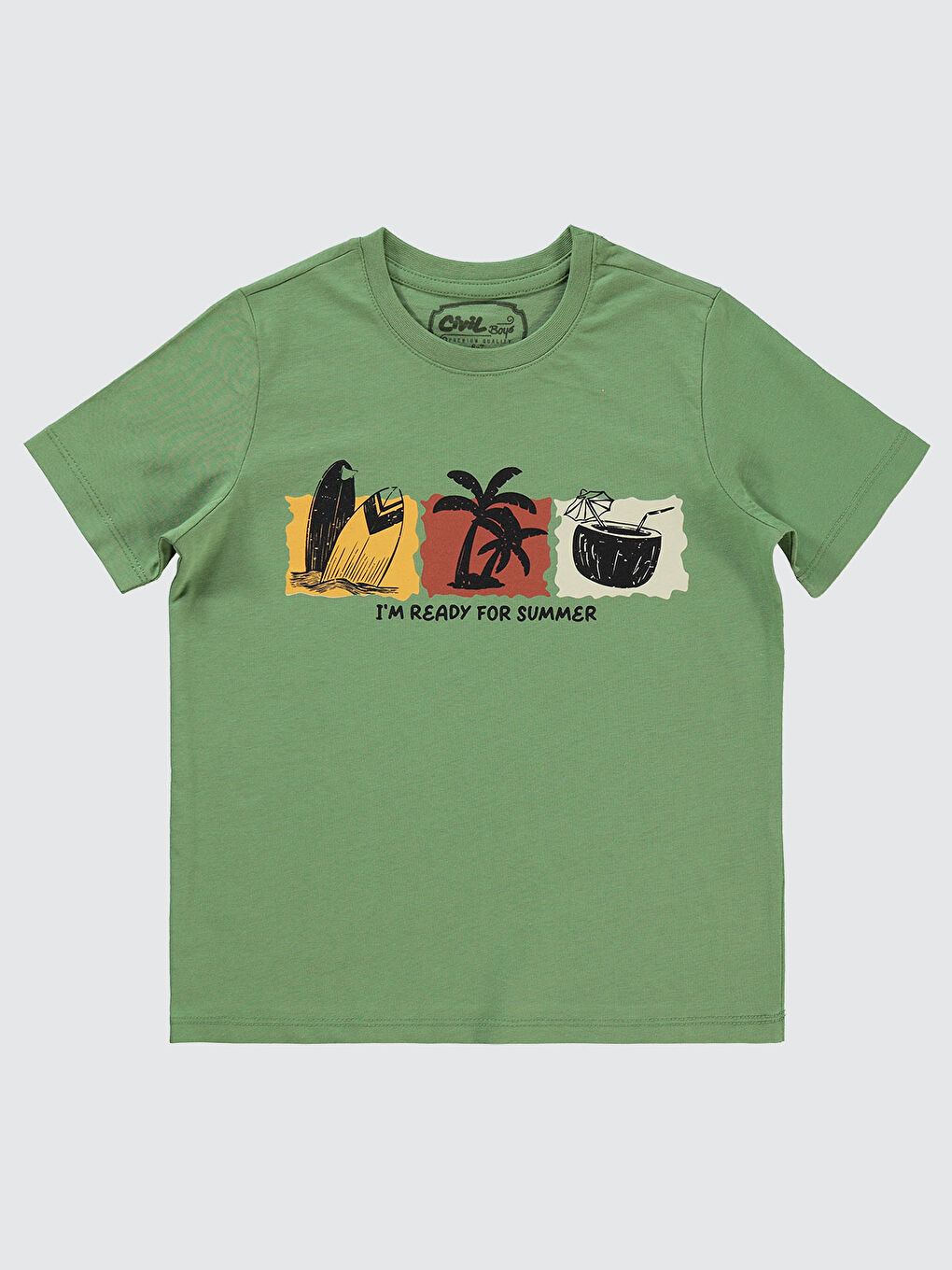 Boys Erkek Çocuk Tişört 6-9 Yaş Açık Haki