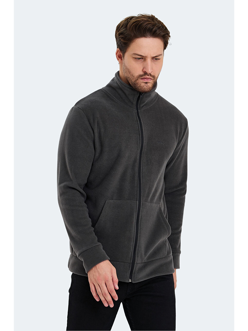 SLAZENGER SANSA Erkek Fermuarlı Sweatshirt Koyu Gri - 5