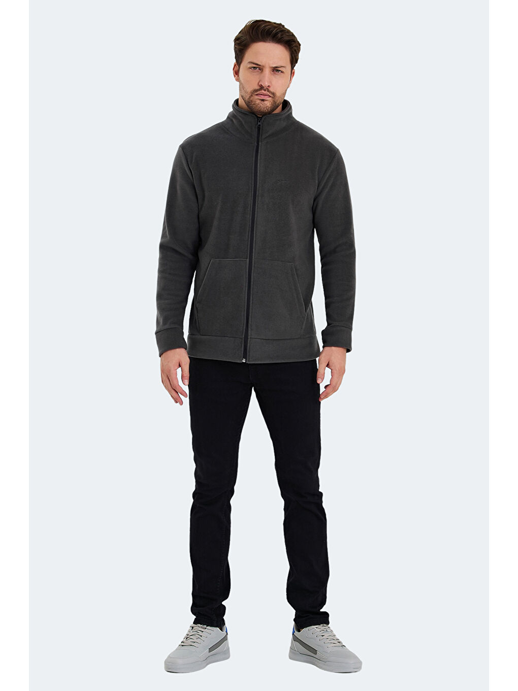SLAZENGER SANSA Erkek Fermuarlı Sweatshirt Koyu Gri - 6