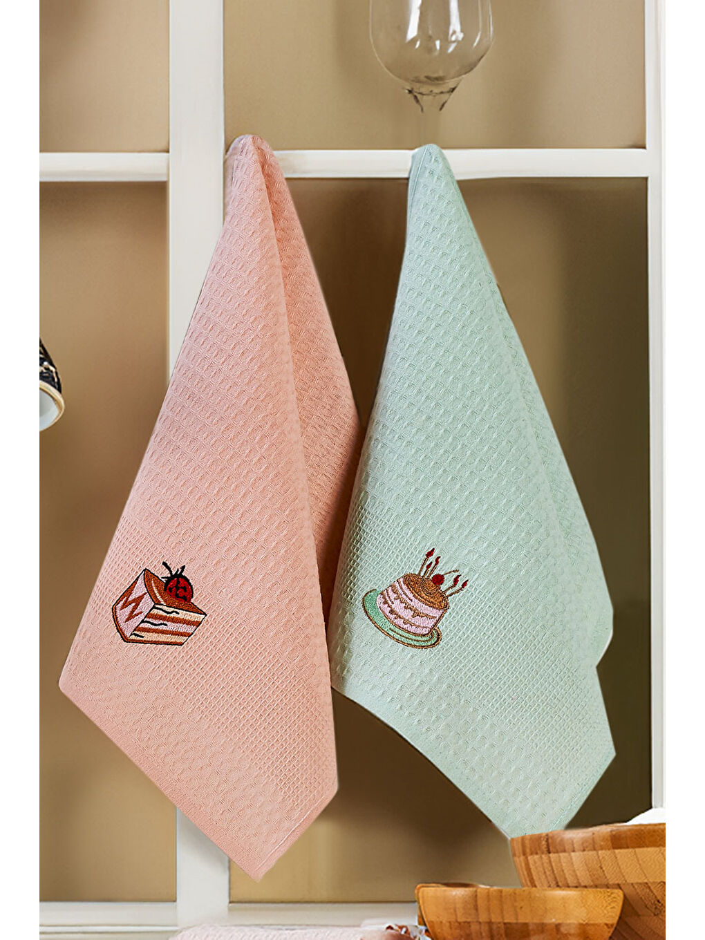 6'lı Nakışlı Kurulama Peçetesi Seti 40x60 cm Lila %100 Pamuk Yumuşak ve Emici-3