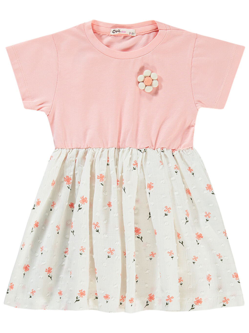 Haki Girls Kız Çocuk Elbise 2-5 Yaş Pembe-1