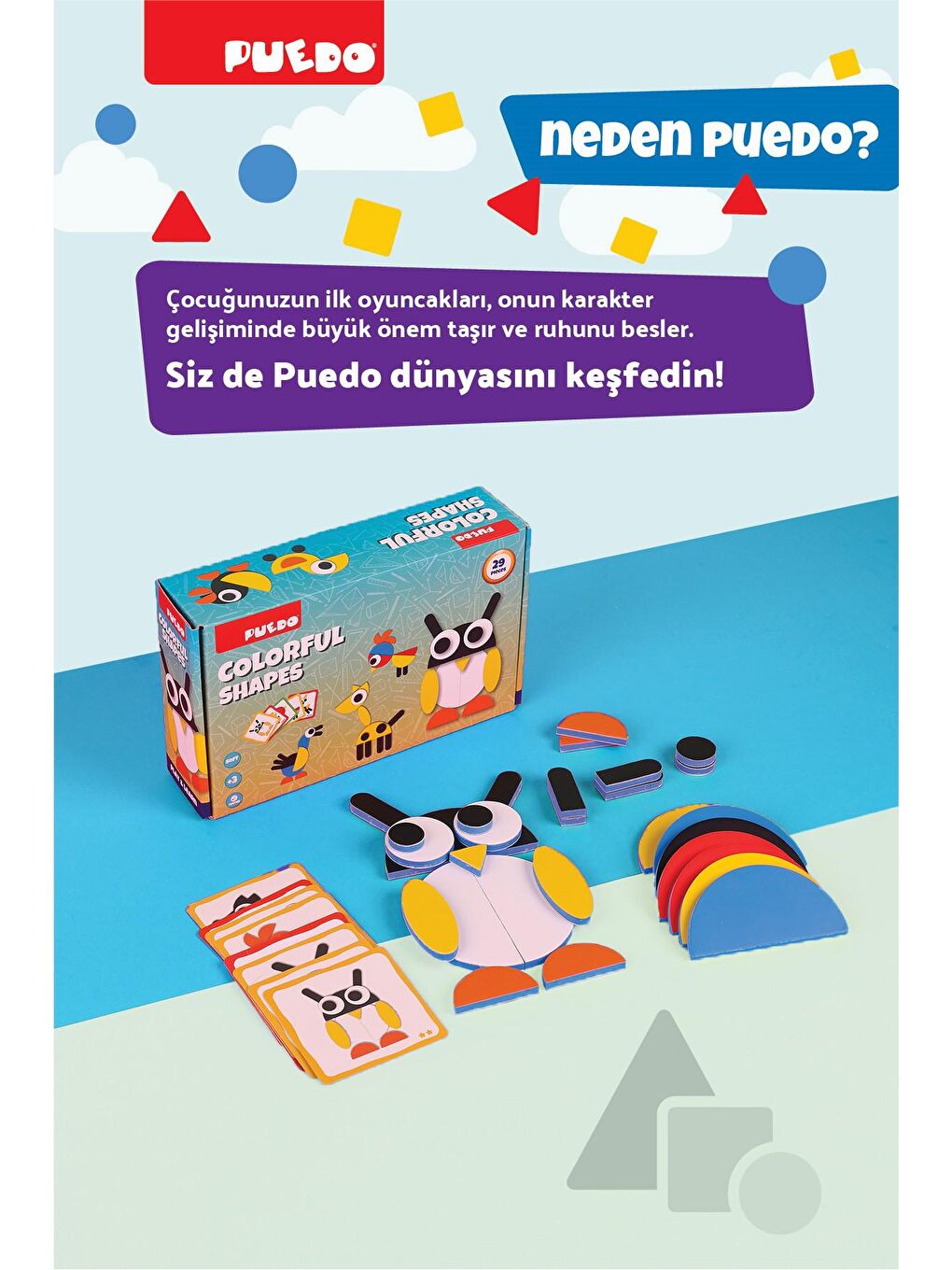 Puedo Karışık Colorful Shapes Tangram Seti (29 Parça) - 5