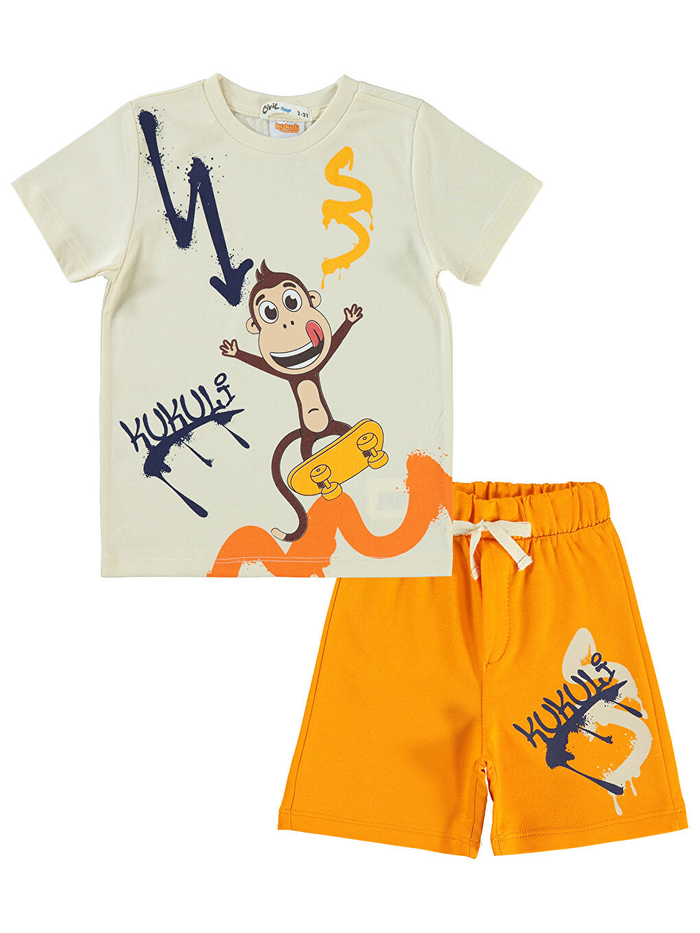 Bej Boys Erkek Çocuk Takım 2-5 Yaş Fil Dişi