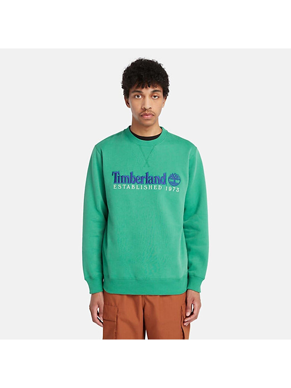 Embroidery Logo Brush Back Erkek Yeşil Sweatshirt