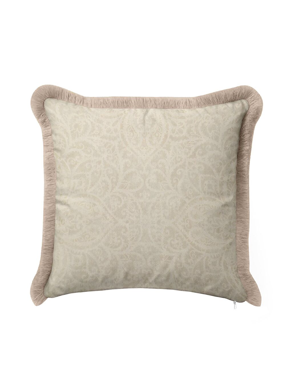 Karışık Barok Şıklık Saçaklı Yastık Kılıfı - Zarif Krem Bohem Bej Püsküllü Kırlent Kılıfı-2